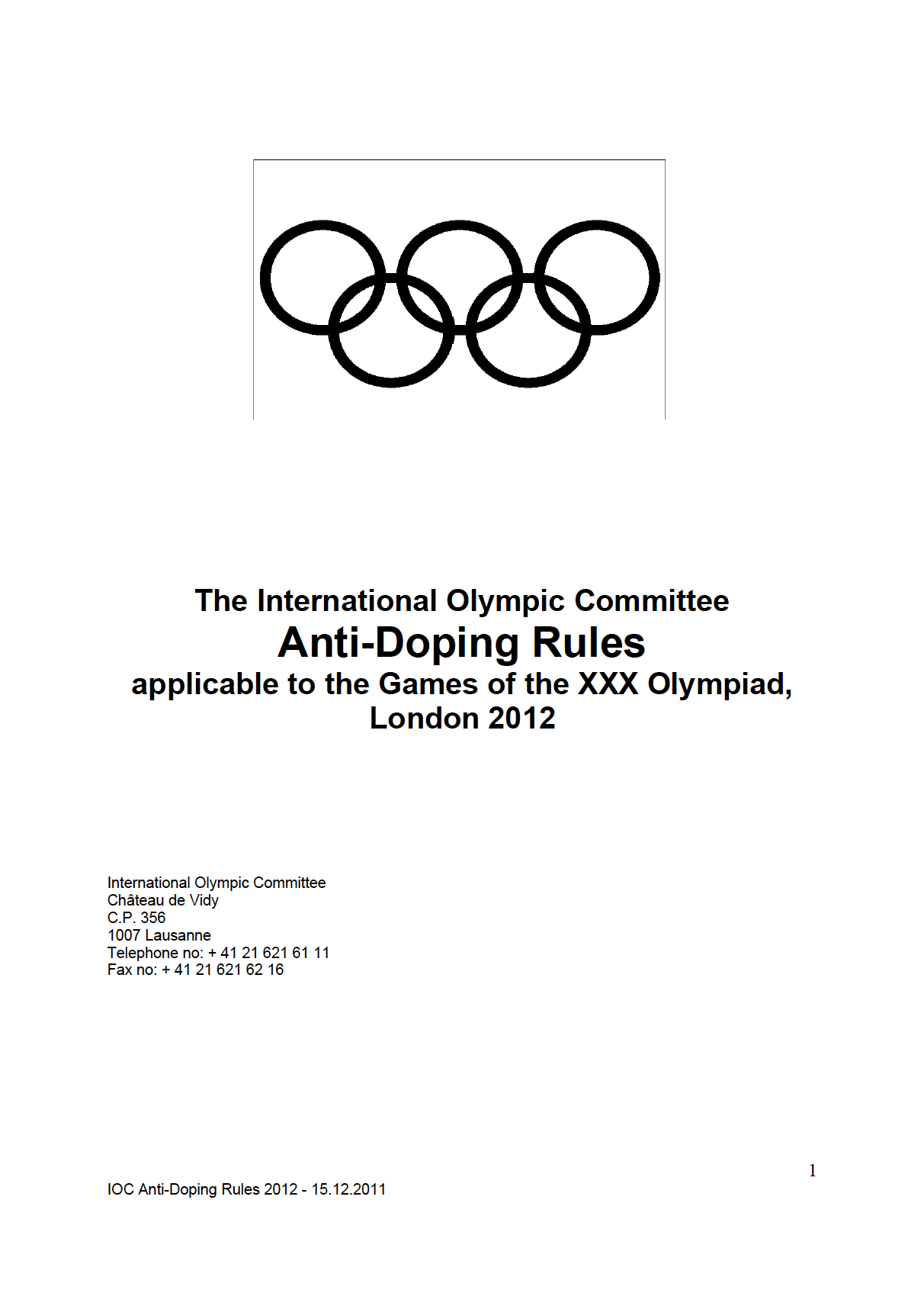 London 2012 Anti-Doping Rules